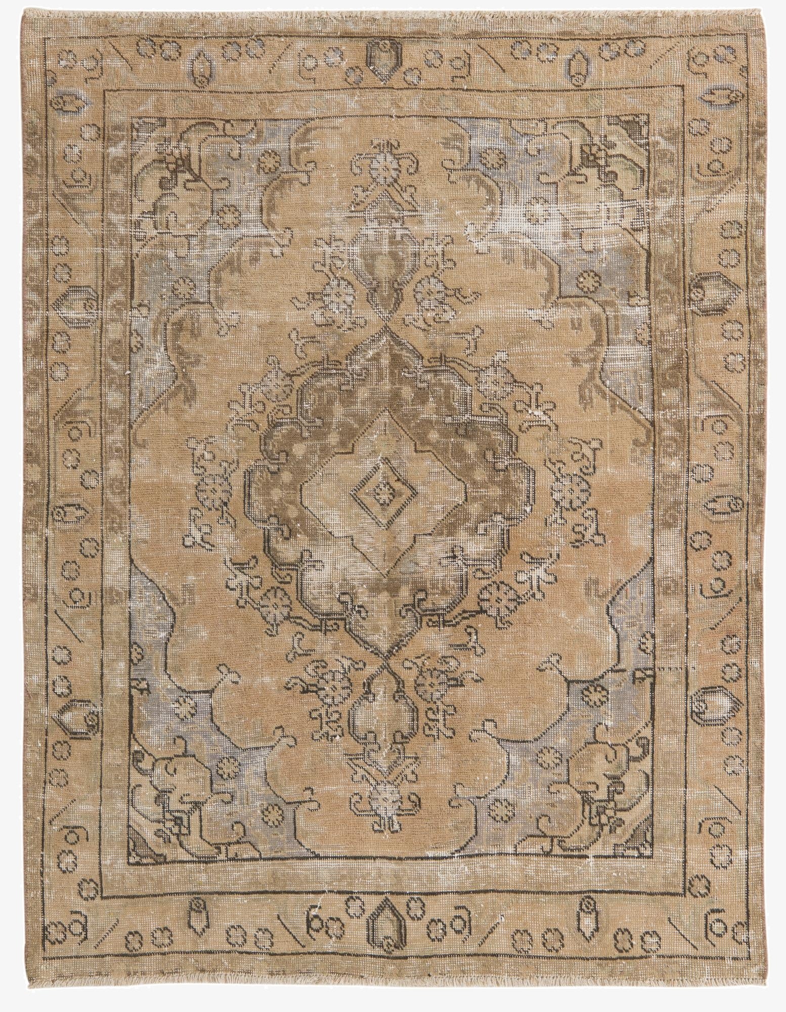 4' 6 x 5' 8  Hand Knotted Ultra Vintage Persian Wool Rug