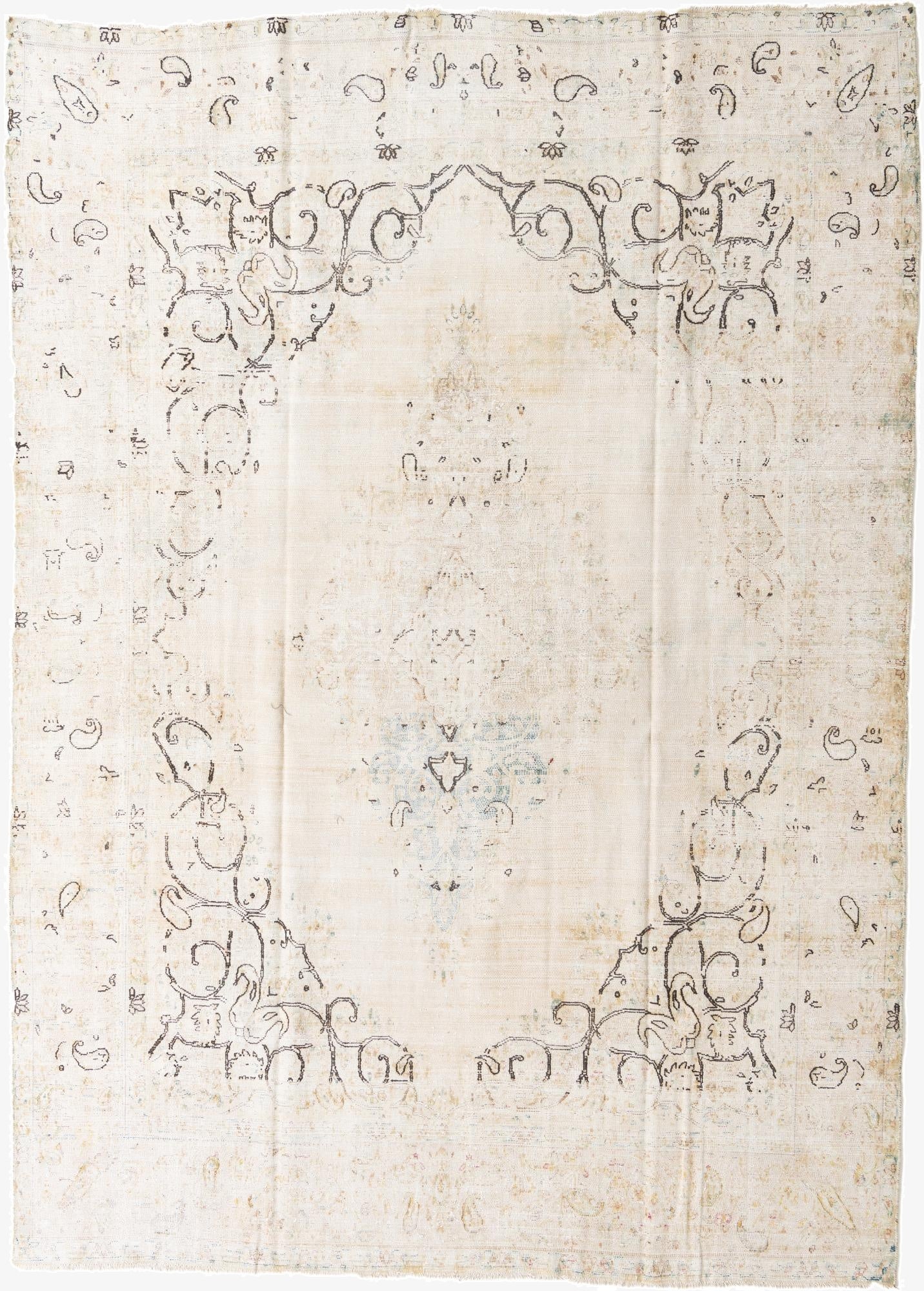  9' x 12' 10  Hand Knotted Ultra Vintage Persian Wool Rug