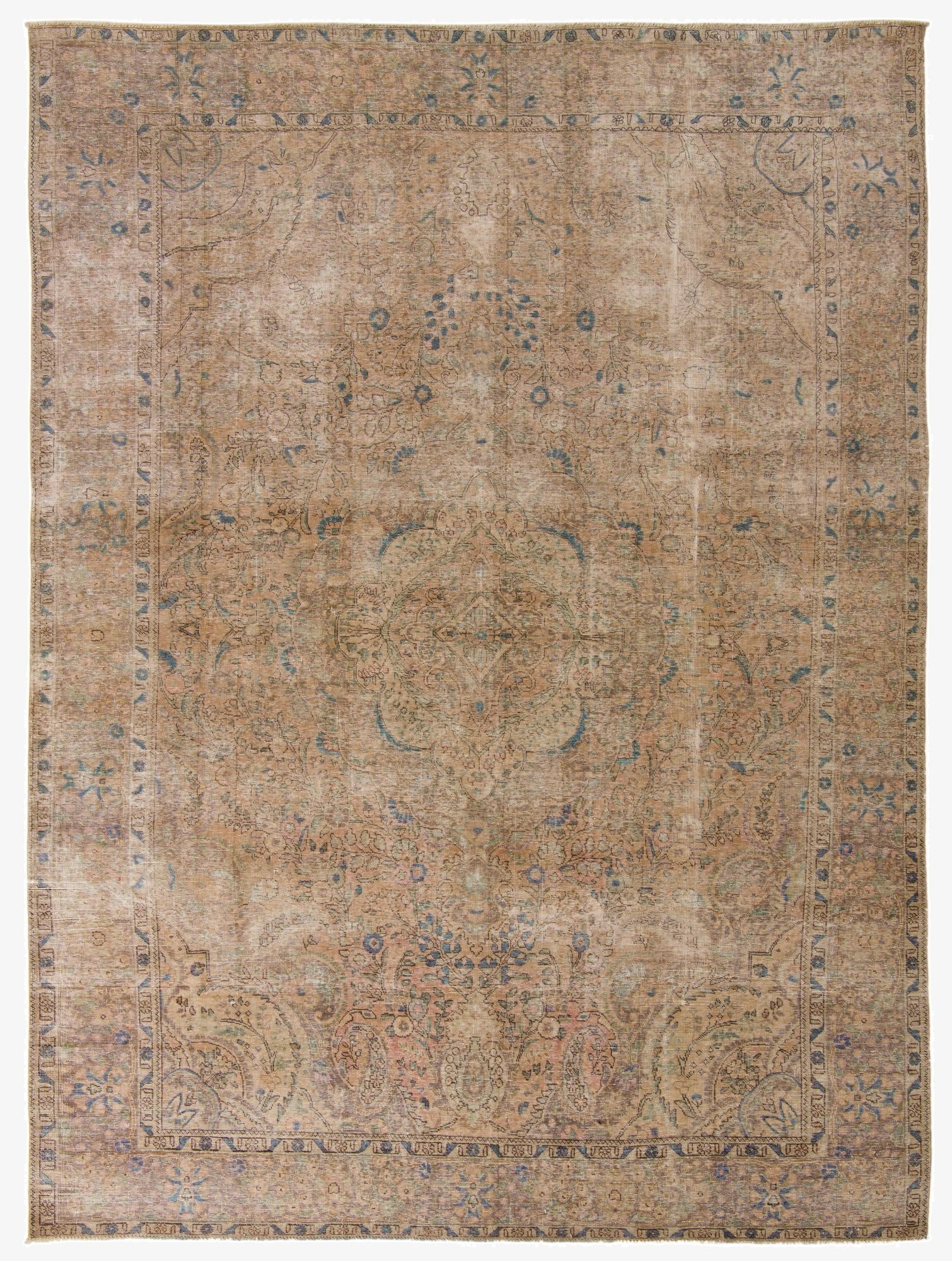  9' 7 x 12' 11  Hand Knotted Ultra Vintage Persian Wool Rug
