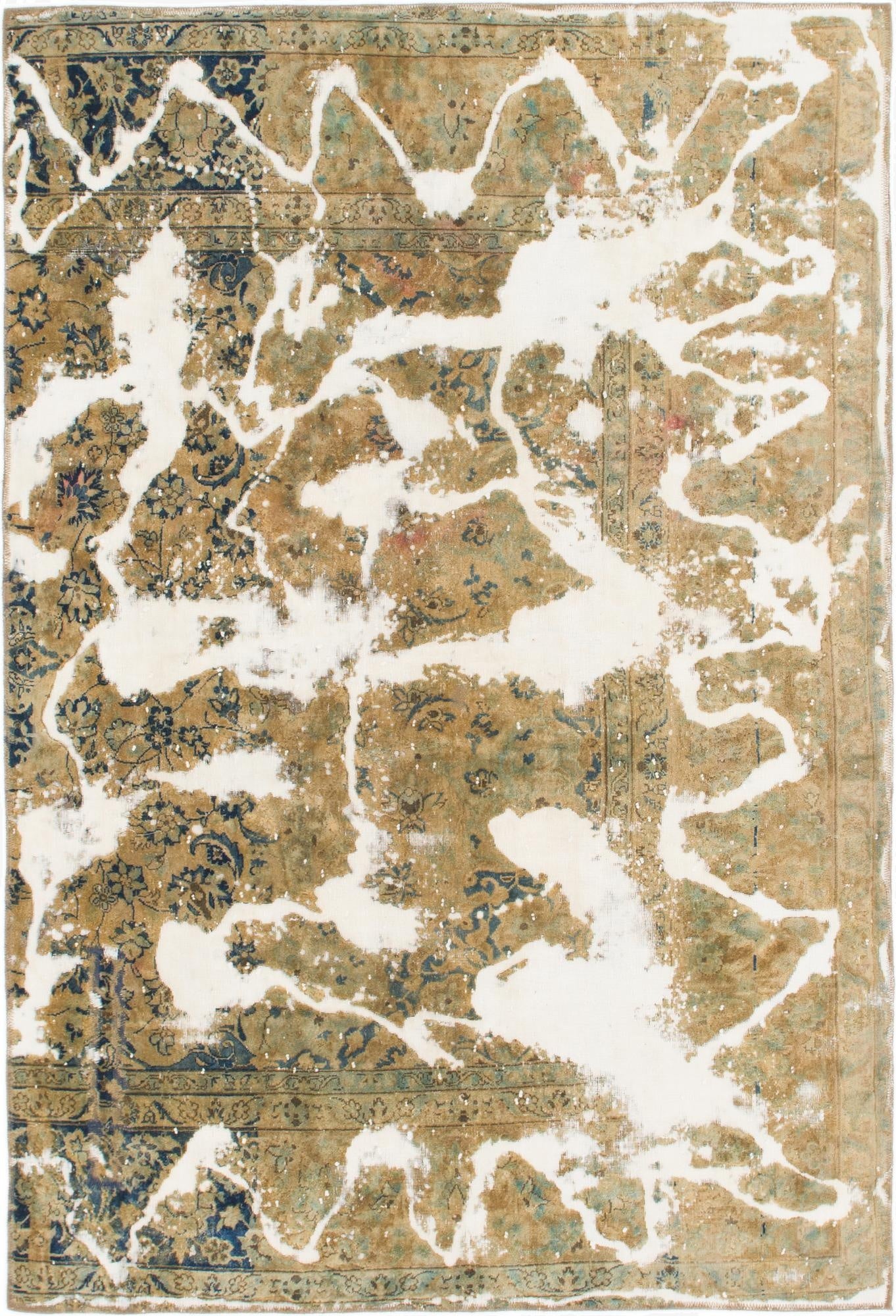  5' 10 x 8' 5  Hand Knotted Ultra Vintage Persian Wool Rug