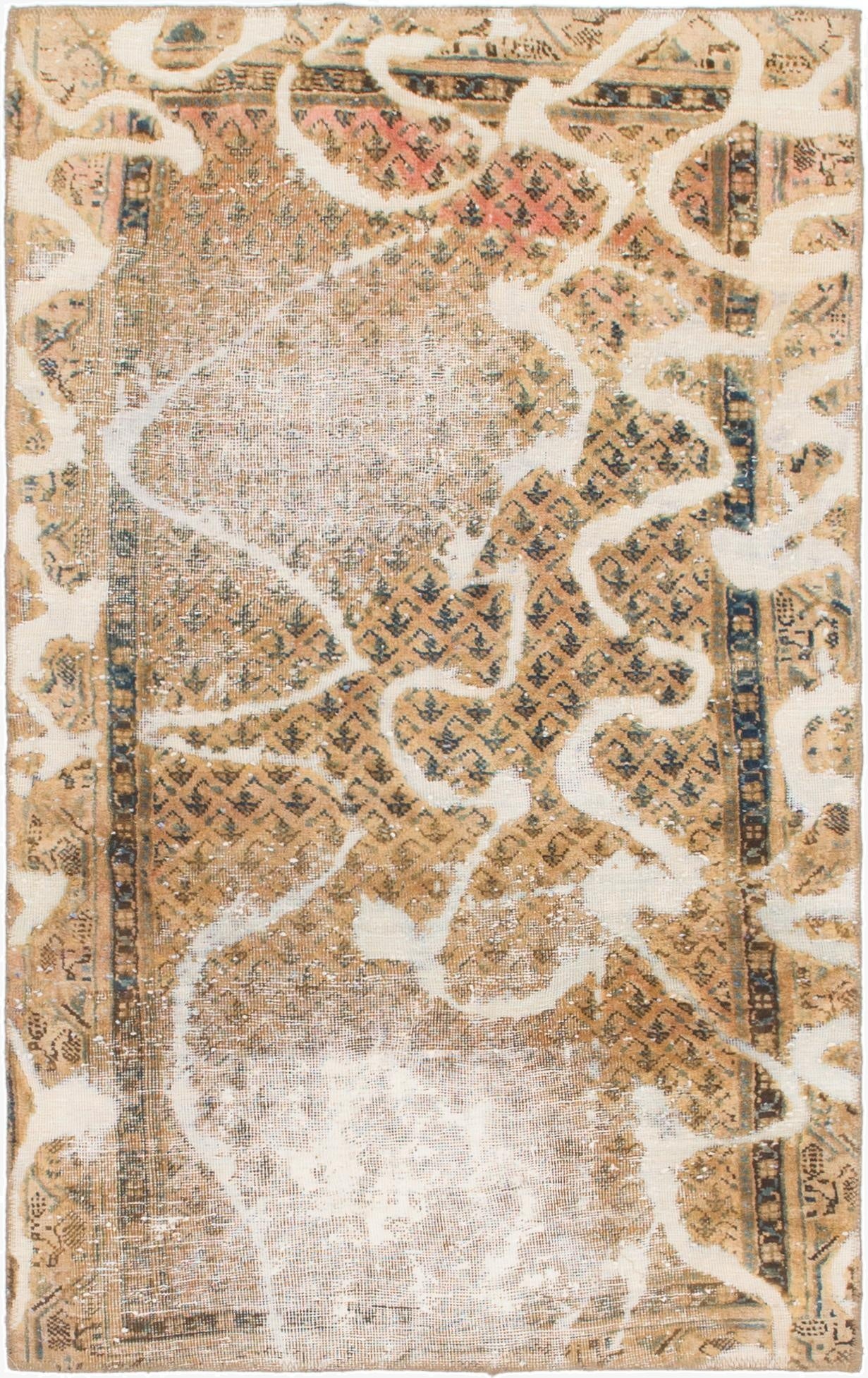  3' 6 x 5' 9  Hand Knotted Ultra Vintage Persian Wool Rug