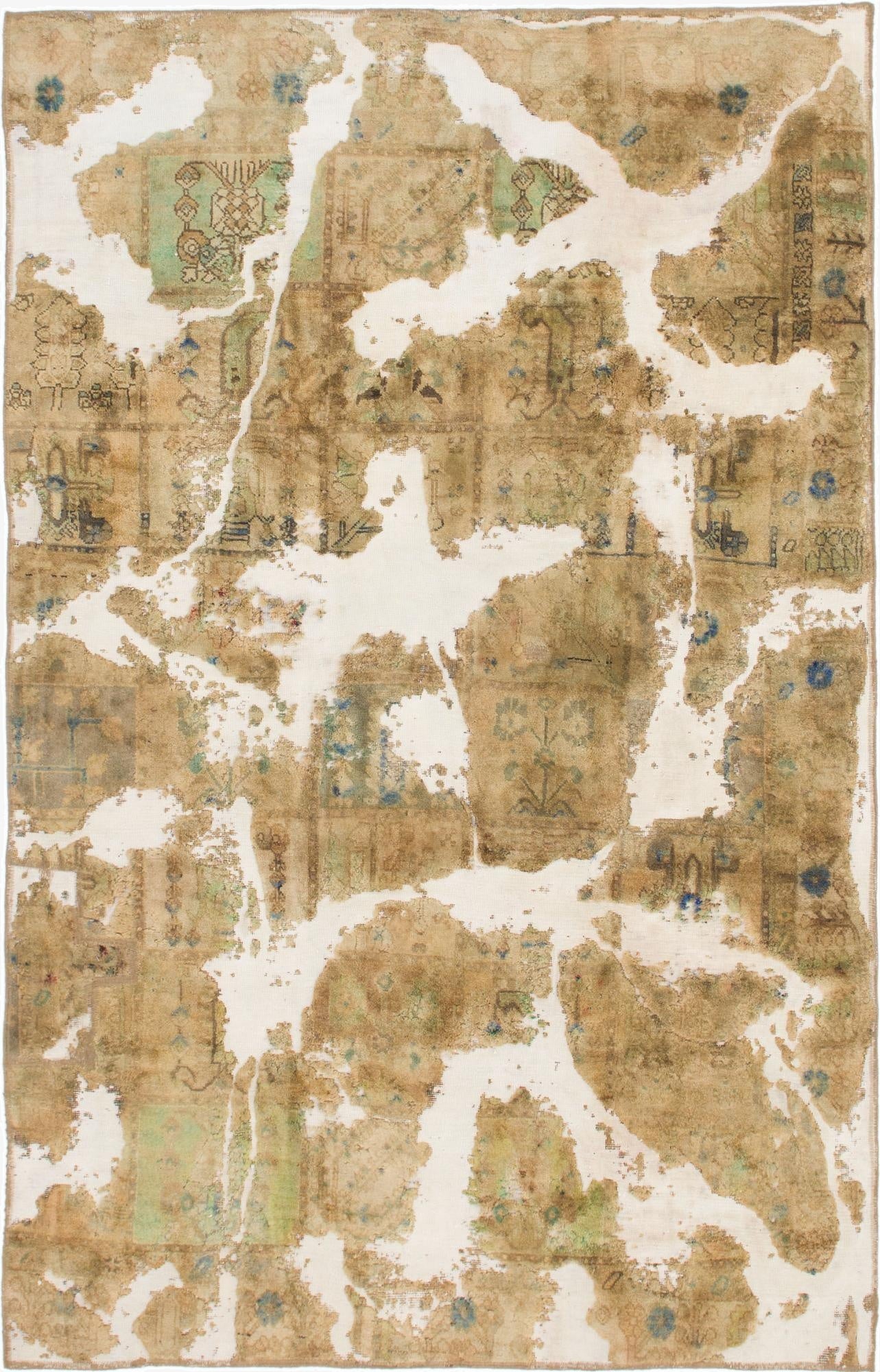  5' 7 x 8' 8  Hand Knotted Ultra Vintage Persian Wool Rug