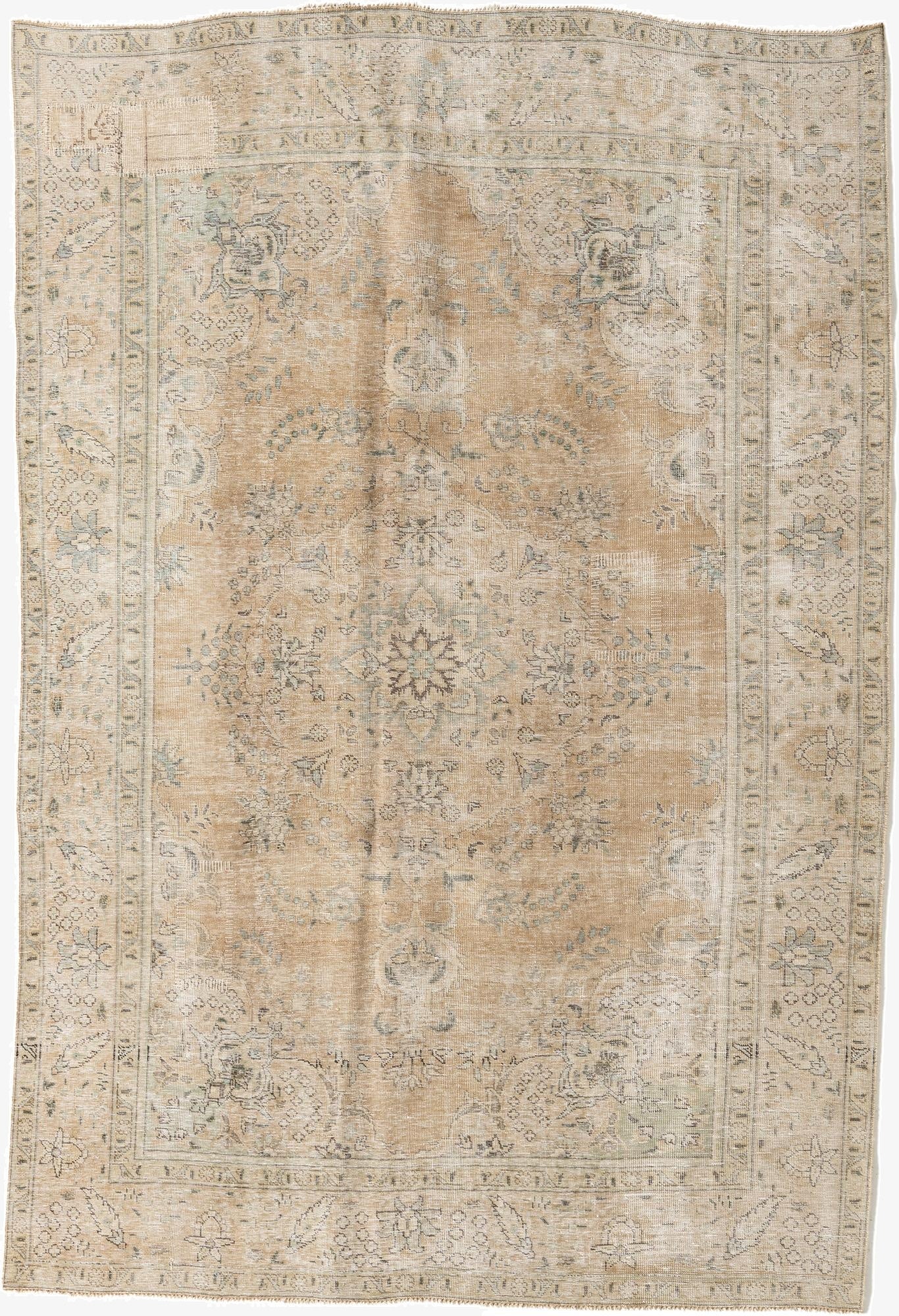  6' 4 x 9' 7  Hand Knotted Ultra Vintage Persian Wool Rug
