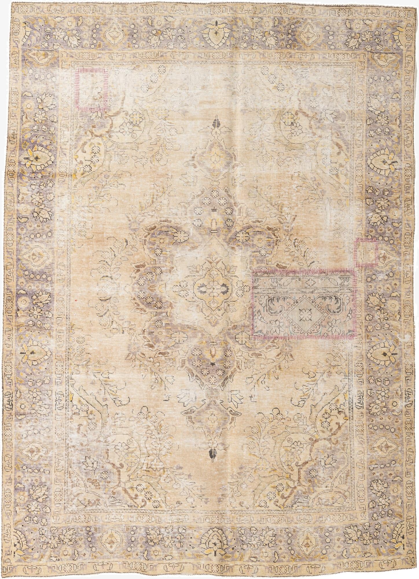  6' 9 x 9' 5  Hand Knotted Ultra Vintage Persian Wool Rug