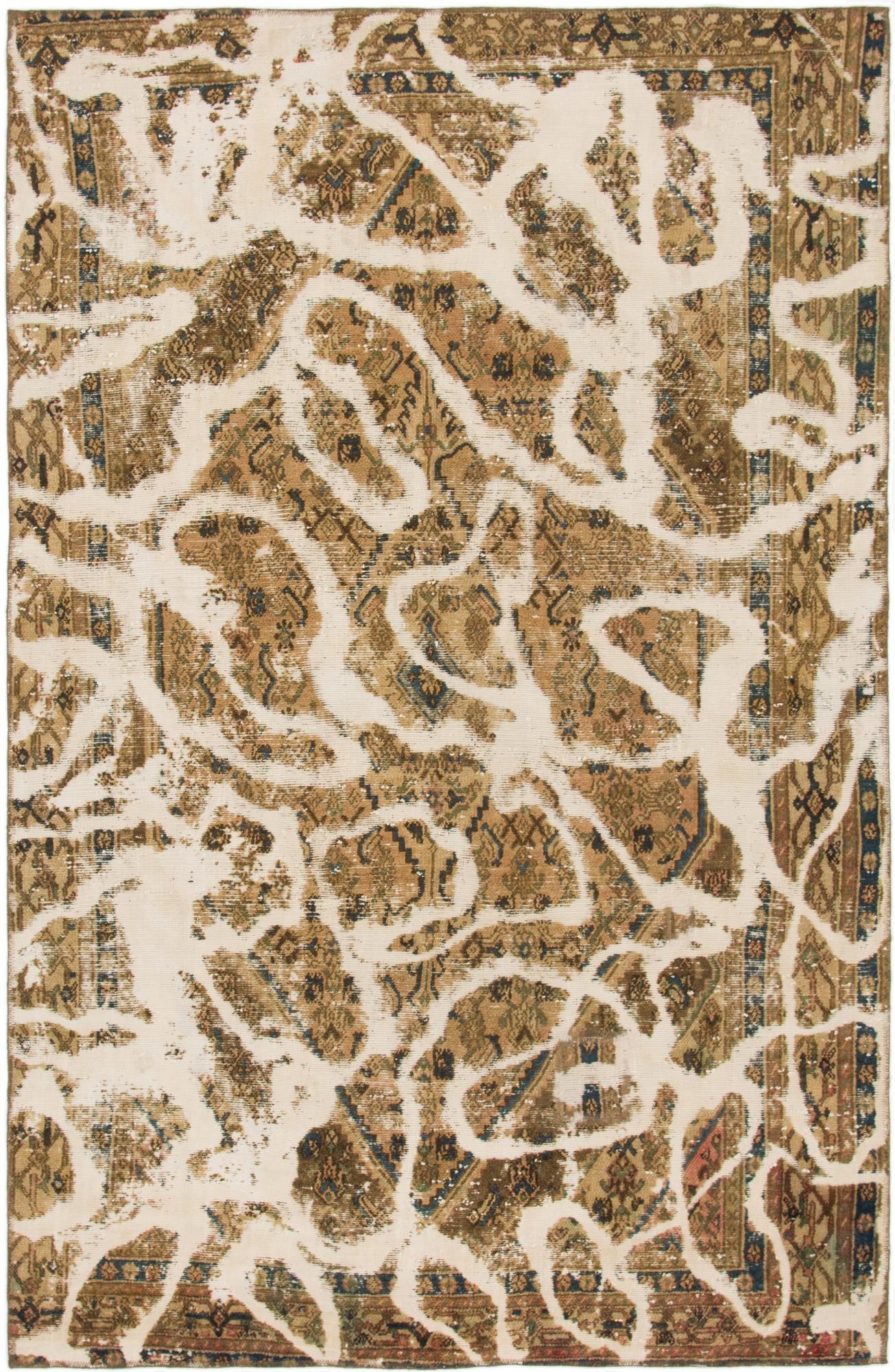  6' x 9' 4  Hand Knotted Ultra Vintage Persian Wool Rug