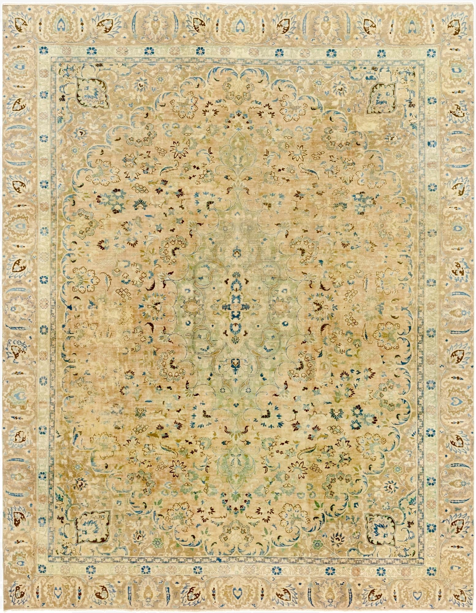  8' 10 x 11' 5  Hand Knotted Ultra Vintage Persian Wool Rug