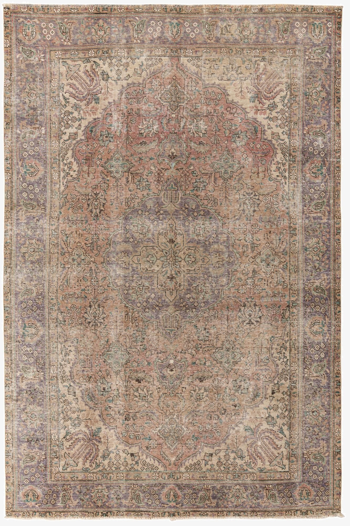  6' 7 x 10'  Hand Knotted Ultra Vintage Persian Wool Rug