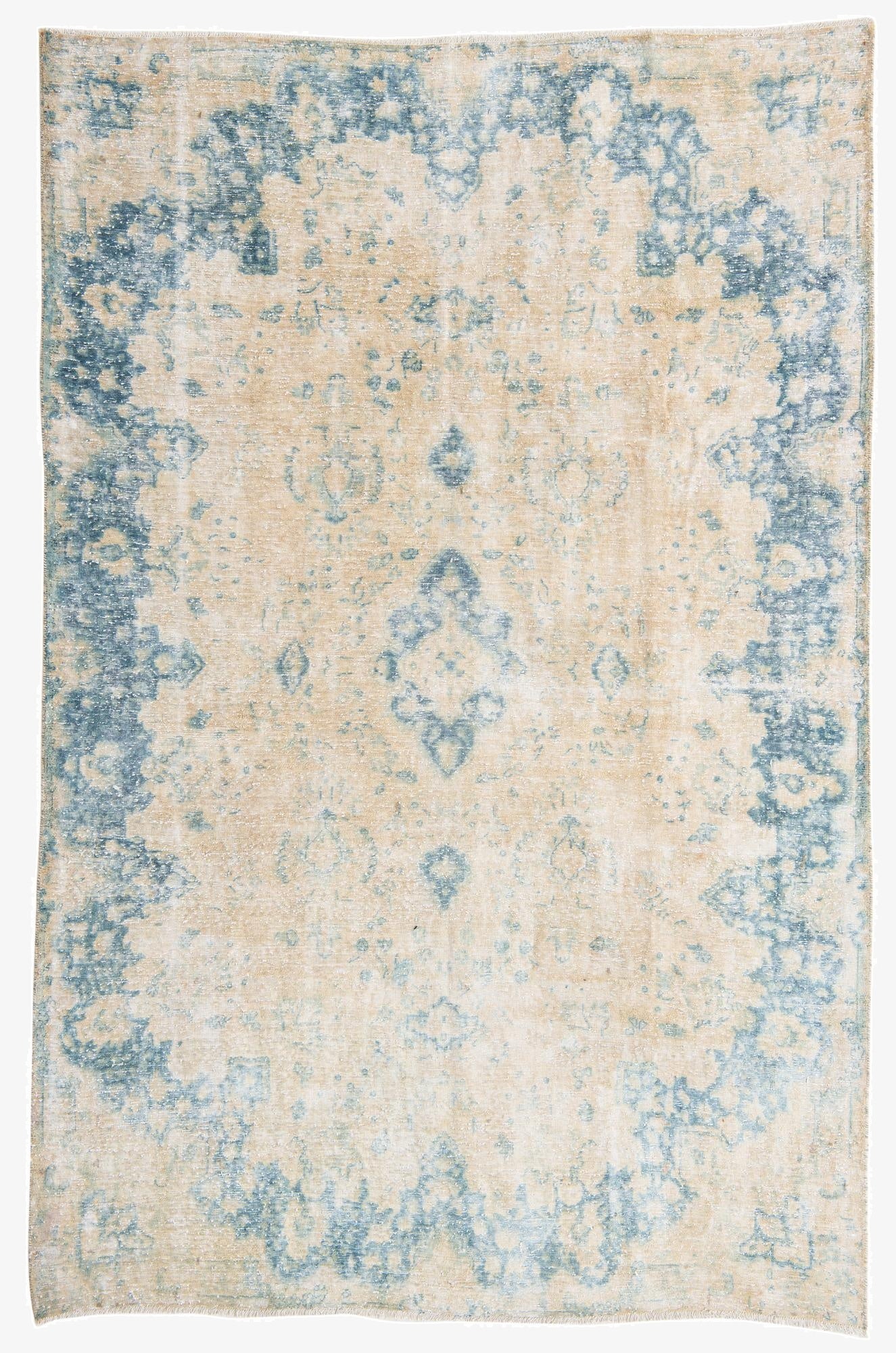  6' 4 x 9' 9  Hand Knotted Ultra Vintage Persian Wool Rug