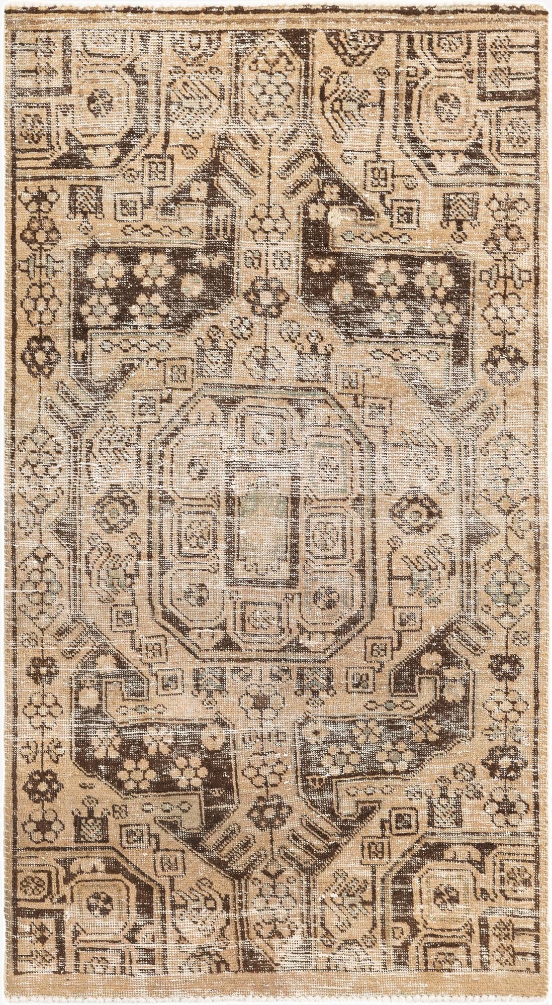  3' 7 x 6' 5  Hand Knotted Ultra Vintage Persian Wool Rug