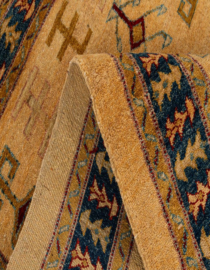 Detail image of  3' 4 x 4' 8  Hand Knotted Ziegler Wool Rug