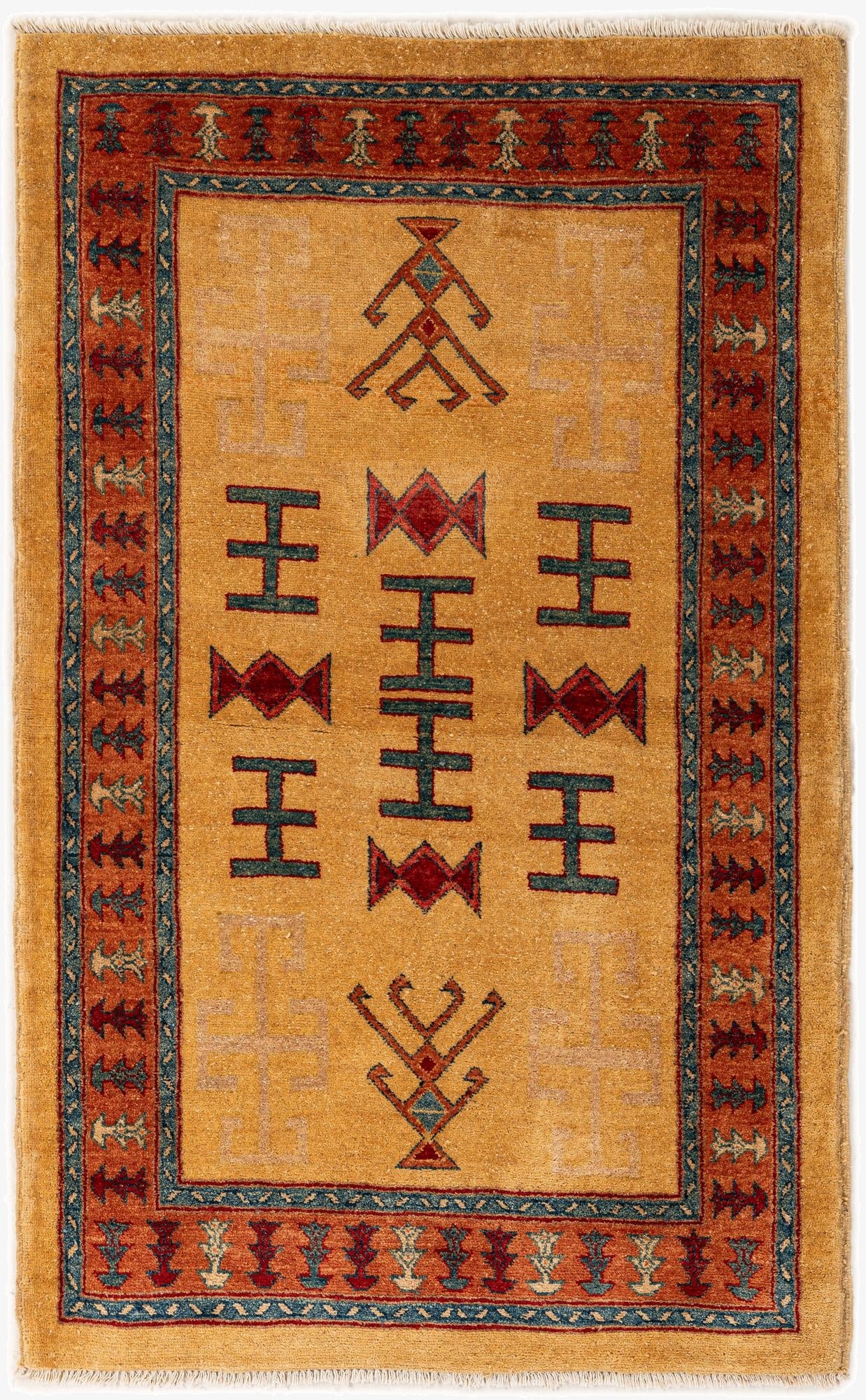  3' 4 x 5' 5  Hand Knotted Ziegler Wool Rug