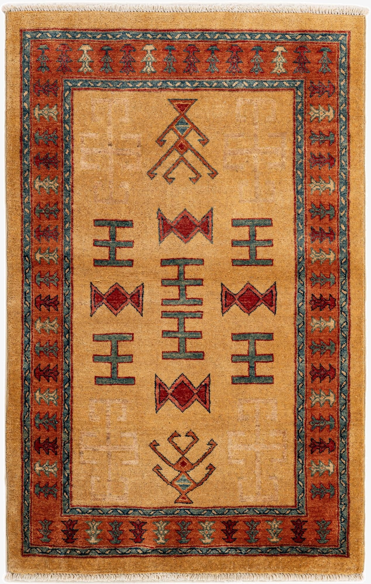  3' 4 x 5' 1  Hand Knotted Ziegler Wool Rug