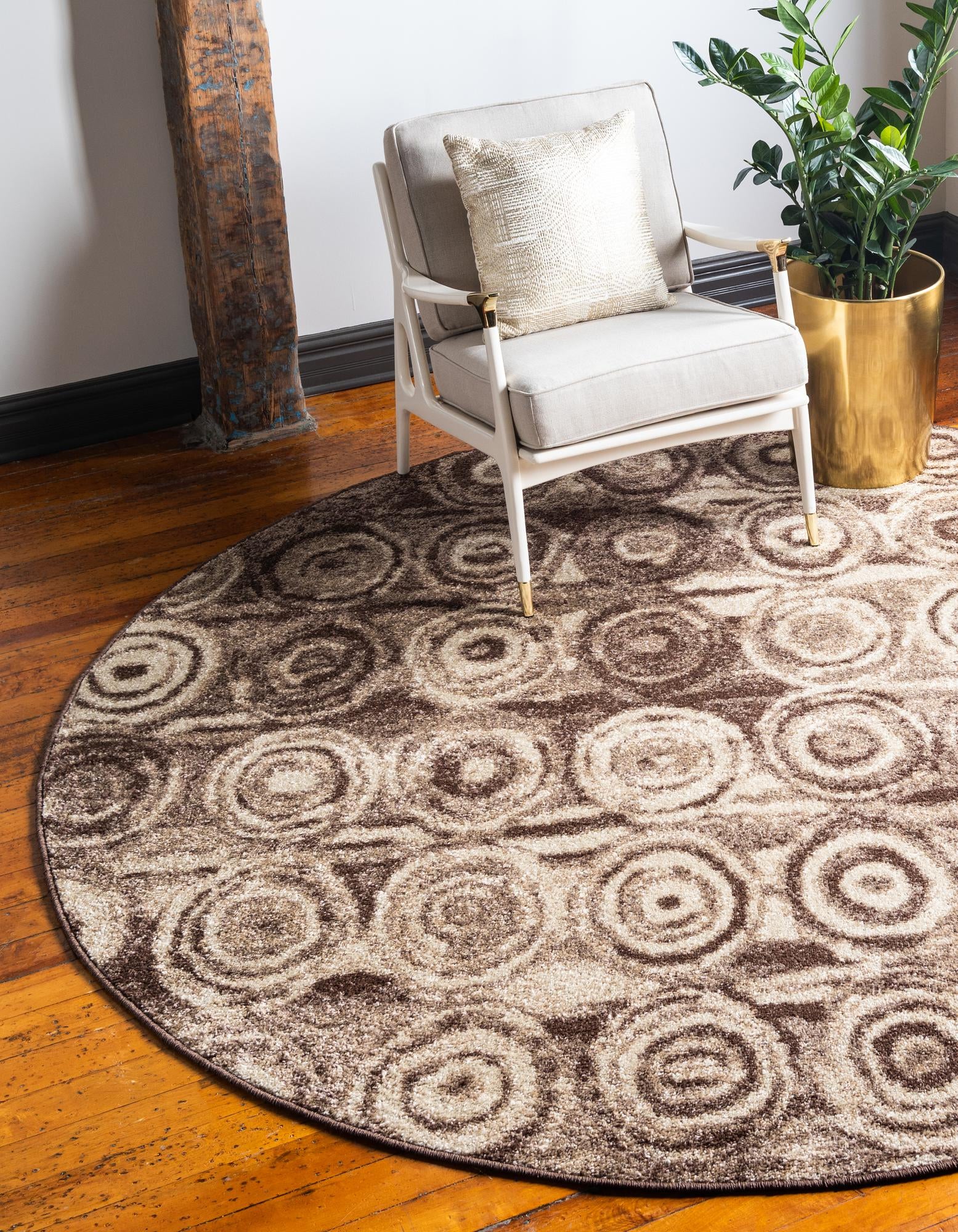 Beige 8' x 8' Equinox Round Rug | Rugs.com
