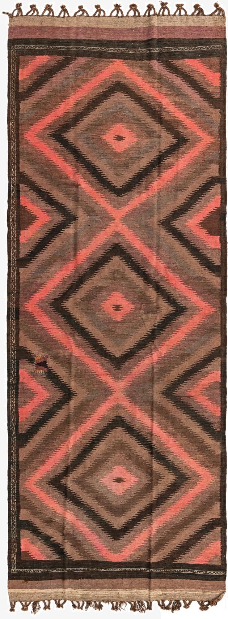  4' 2 x 11' 8  Hand Woven Kilim Fars Wool Runner Rug
