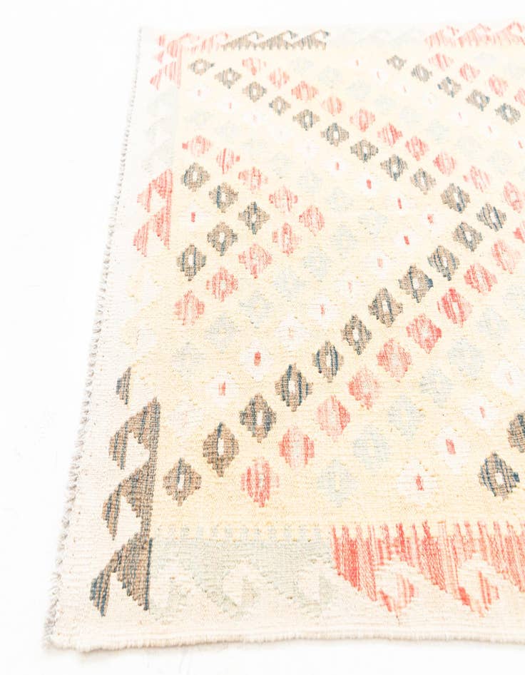 Detail image of  3' 5 x 6' 7  Hand Woven Kilim Maymana Wool Runner Rug