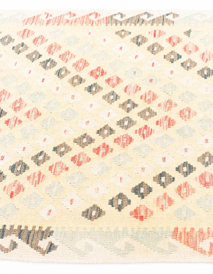 Detail image of  3' 5 x 6' 7  Hand Woven Kilim Maymana Wool Runner Rug