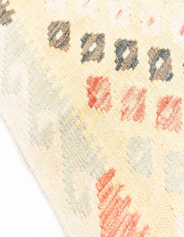 Detail image of  3' 5 x 6' 7  Hand Woven Kilim Maymana Wool Runner Rug