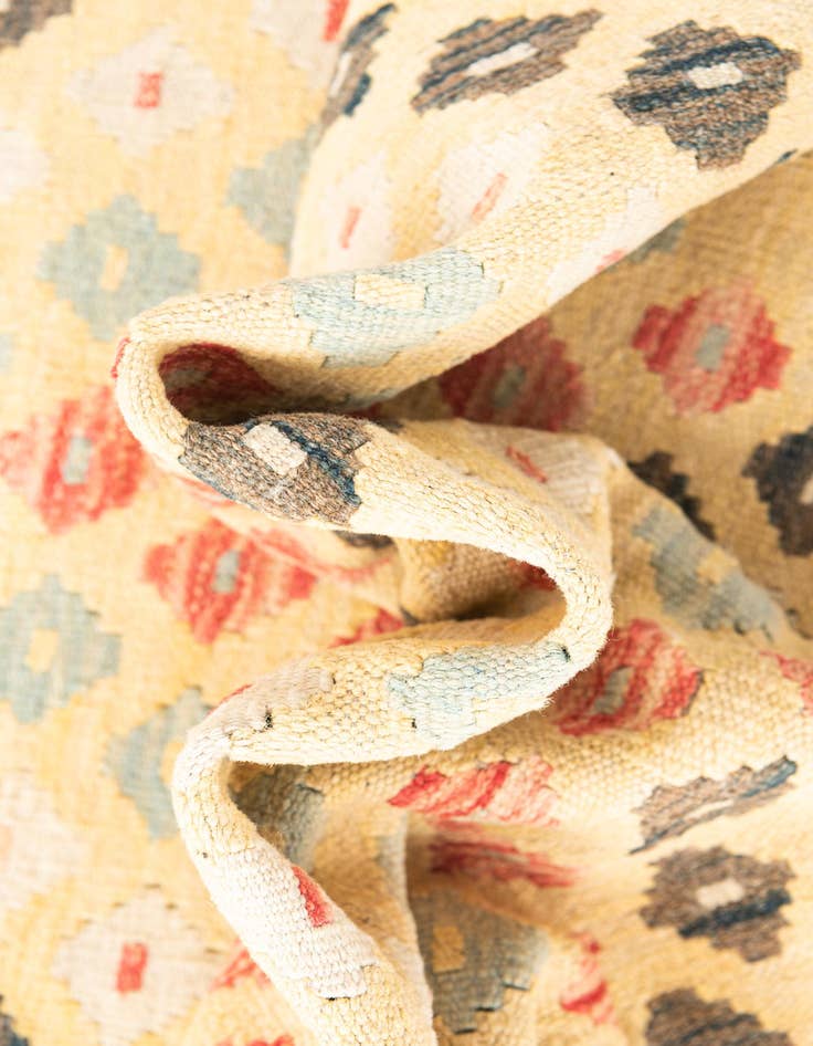 Detail image of  3' 5 x 6' 7  Hand Woven Kilim Maymana Wool Runner Rug