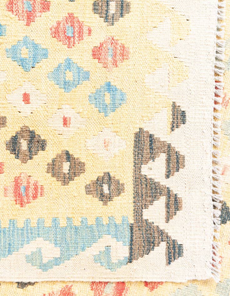 Detail image of  3' 5 x 6' 7  Hand Woven Kilim Maymana Wool Runner Rug