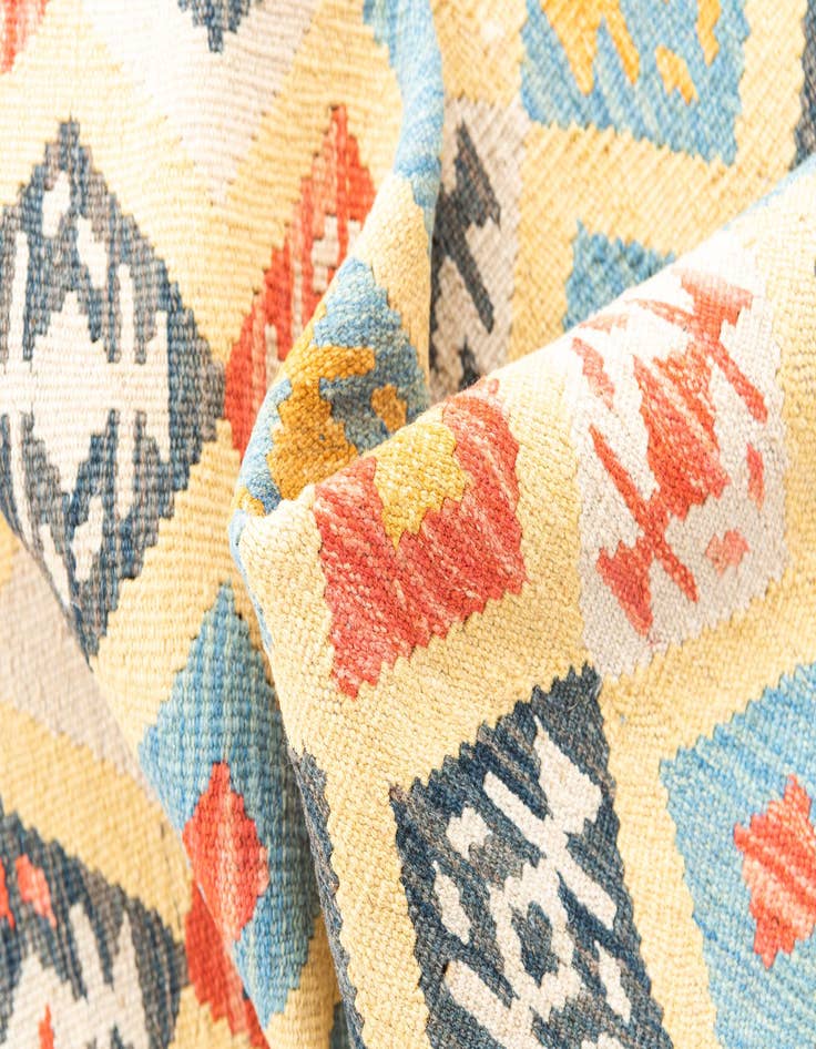 Detail image of  3' 3 x 6' 6  Hand Woven Kilim Maymana Wool Runner Rug