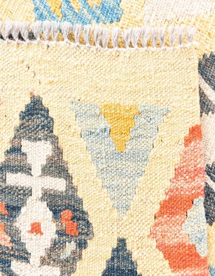 Detail image of  3' 3 x 6' 6  Hand Woven Kilim Maymana Wool Runner Rug
