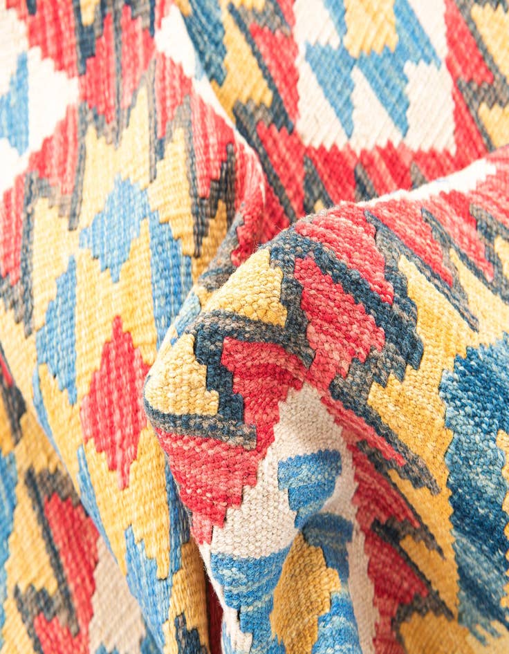 Detail image of  3' 5 x 6' 10  Hand Woven Kilim Maymana Wool Runner Rug