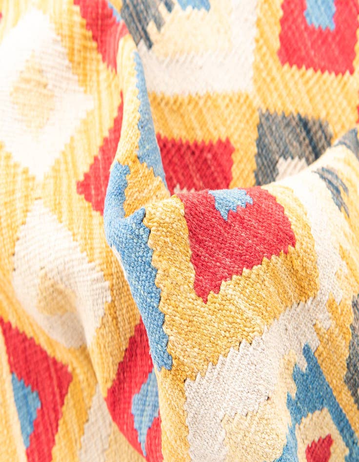Detail image of  3' 3 x 6' 7  Hand Woven Kilim Maymana Wool Runner Rug