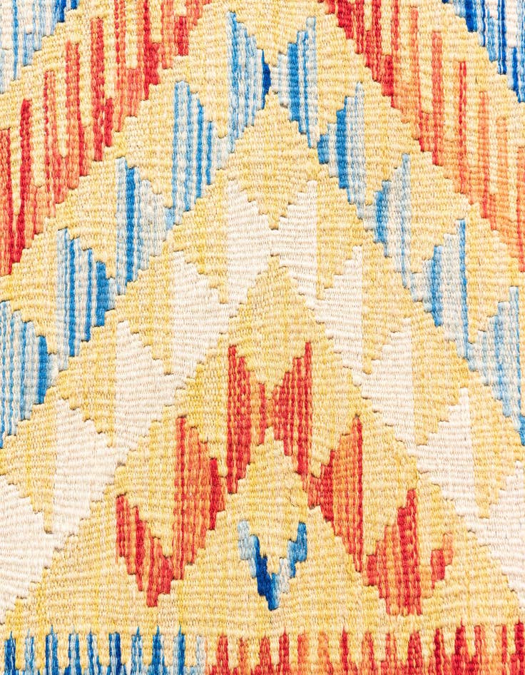 Detail image of  3' 5 x 6' 10  Hand Woven Kilim Maymana Wool Runner Rug