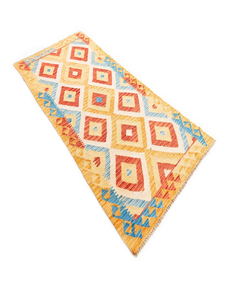 Detail image of  3' 3 x 6' 7  Hand Woven Kilim Maymana Wool Runner Rug