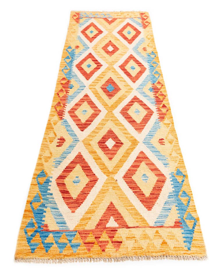 Detail image of  3' 3 x 6' 7  Hand Woven Kilim Maymana Wool Runner Rug