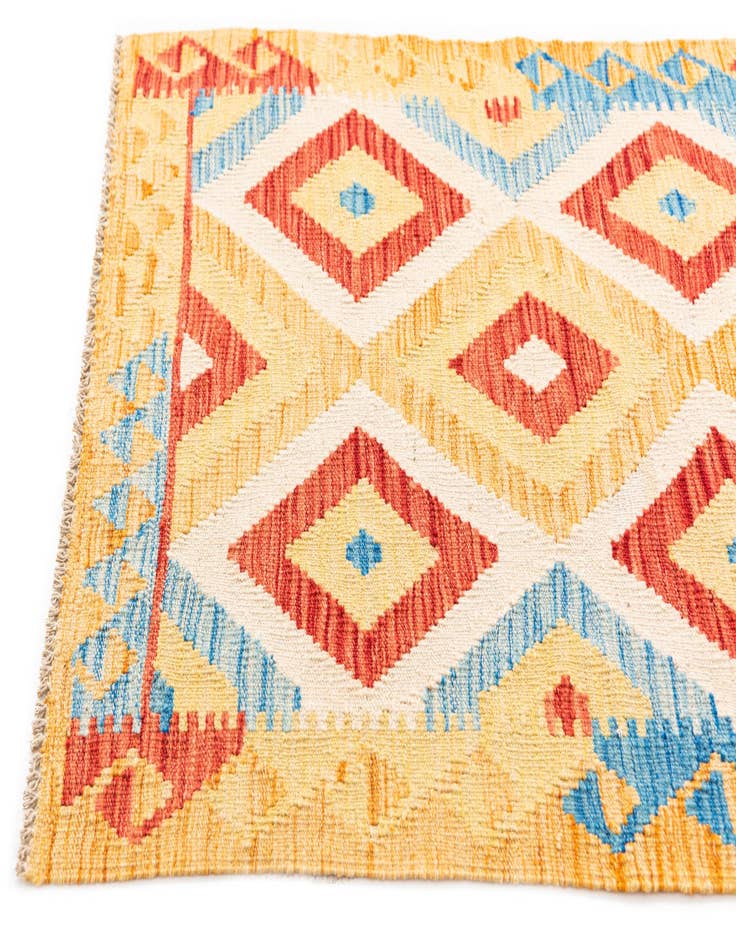 Detail image of  3' 3 x 6' 7  Hand Woven Kilim Maymana Wool Runner Rug