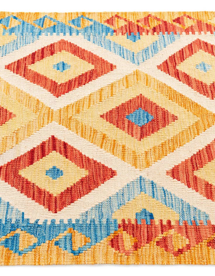 Detail image of  3' 3 x 6' 7  Hand Woven Kilim Maymana Wool Runner Rug