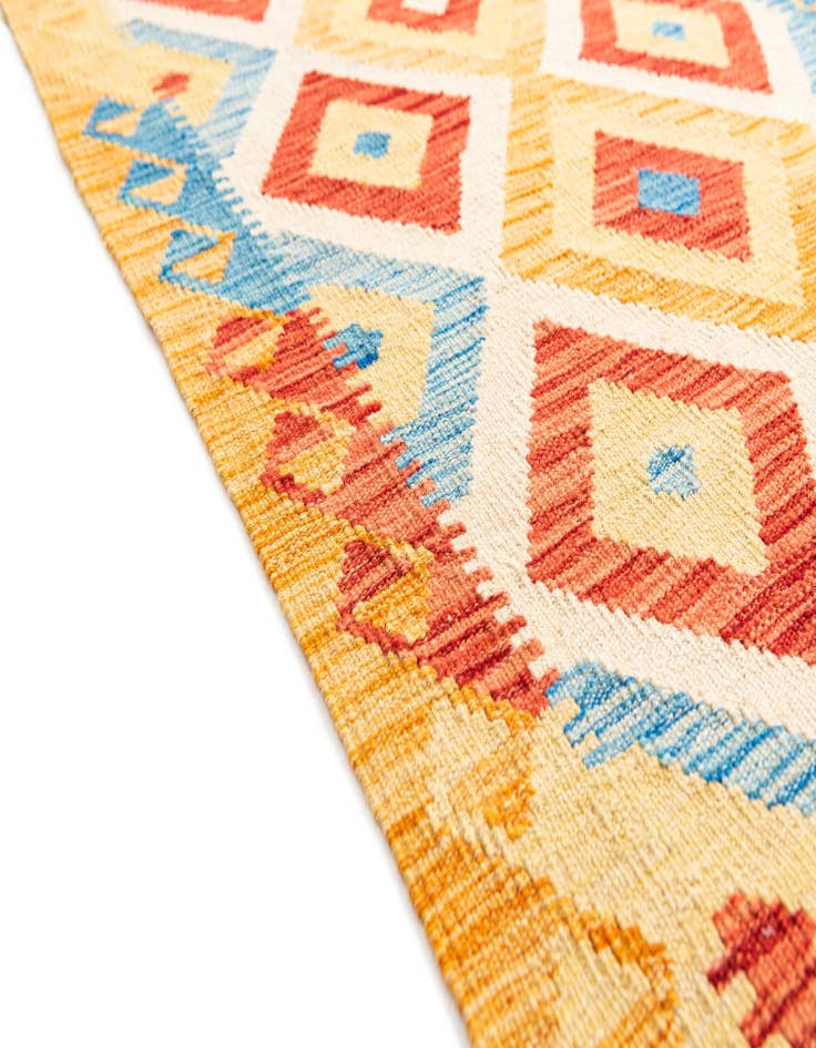Detail image of  3' 3 x 6' 7  Hand Woven Kilim Maymana Wool Runner Rug