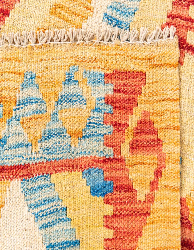 Detail image of  3' 3 x 6' 7  Hand Woven Kilim Maymana Wool Runner Rug
