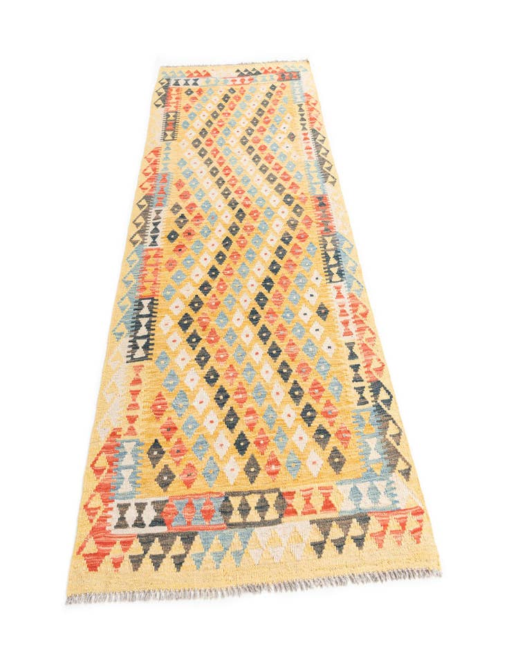 Detail image of  3' 4 x 6' 7  Hand Woven Kilim Maymana Wool Runner Rug