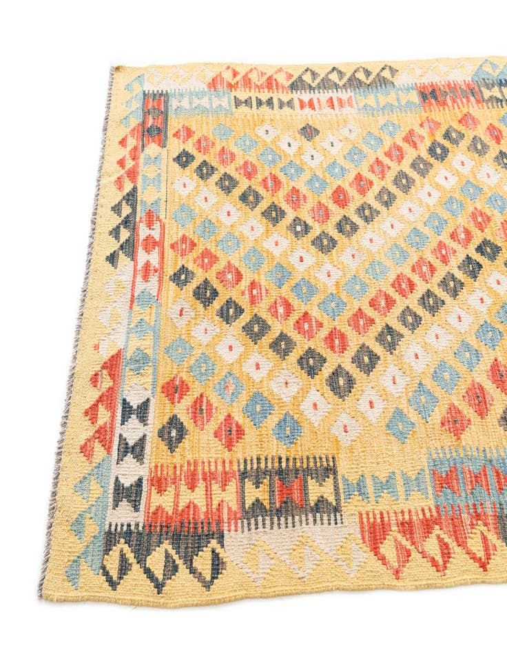 Detail image of  3' 4 x 6' 7  Hand Woven Kilim Maymana Wool Runner Rug