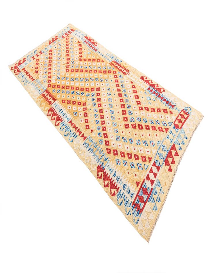 Detail image of  3' 4 x 6' 8  Hand Woven Kilim Maymana Wool Runner Rug