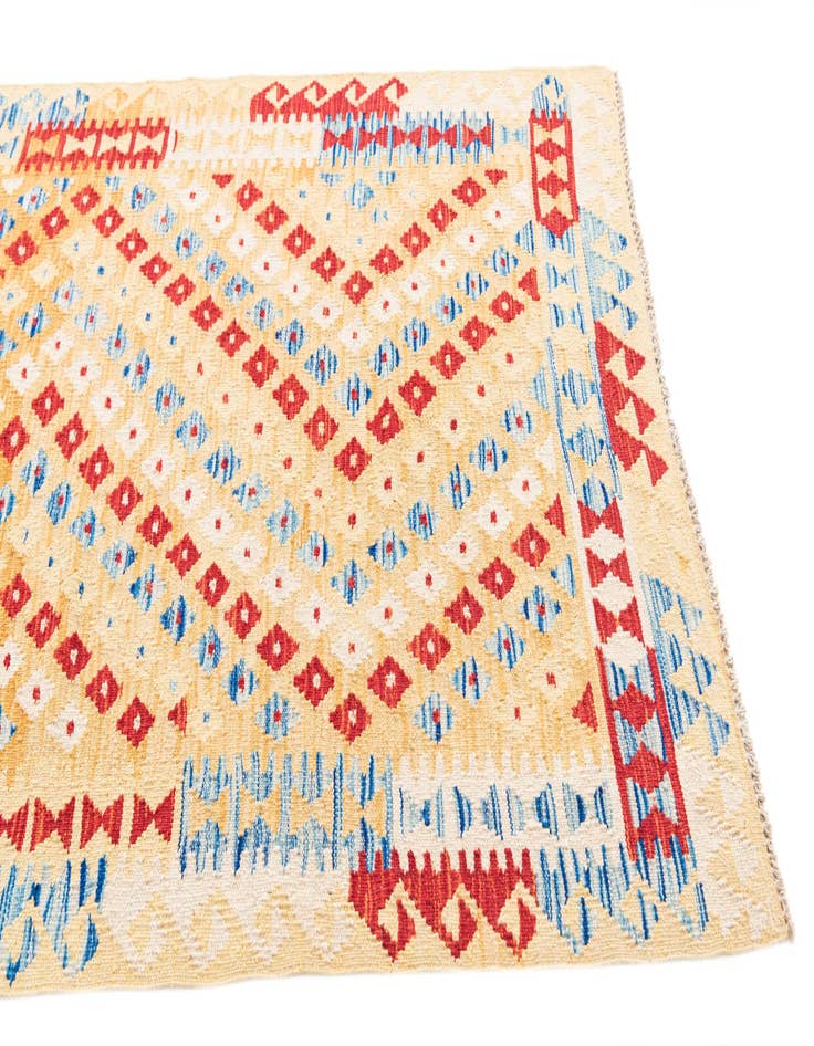 Detail image of  3' 4 x 6' 8  Hand Woven Kilim Maymana Wool Runner Rug