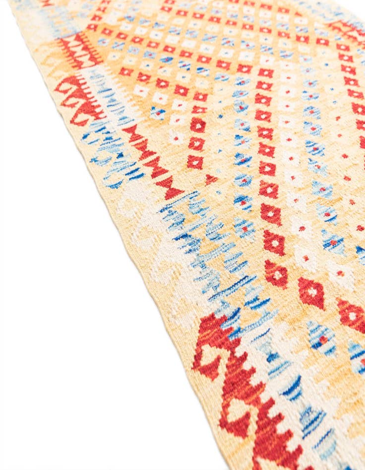 Detail image of  3' 4 x 6' 8  Hand Woven Kilim Maymana Wool Runner Rug