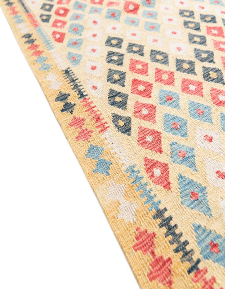 Detail image of  3' 5 x 6' 7  Hand Woven Kilim Maymana Wool Runner Rug