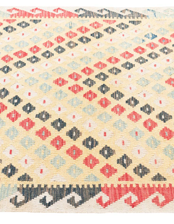 Detail image of  3' 3 x 6' 5  Hand Woven Kilim Maymana Wool Runner Rug