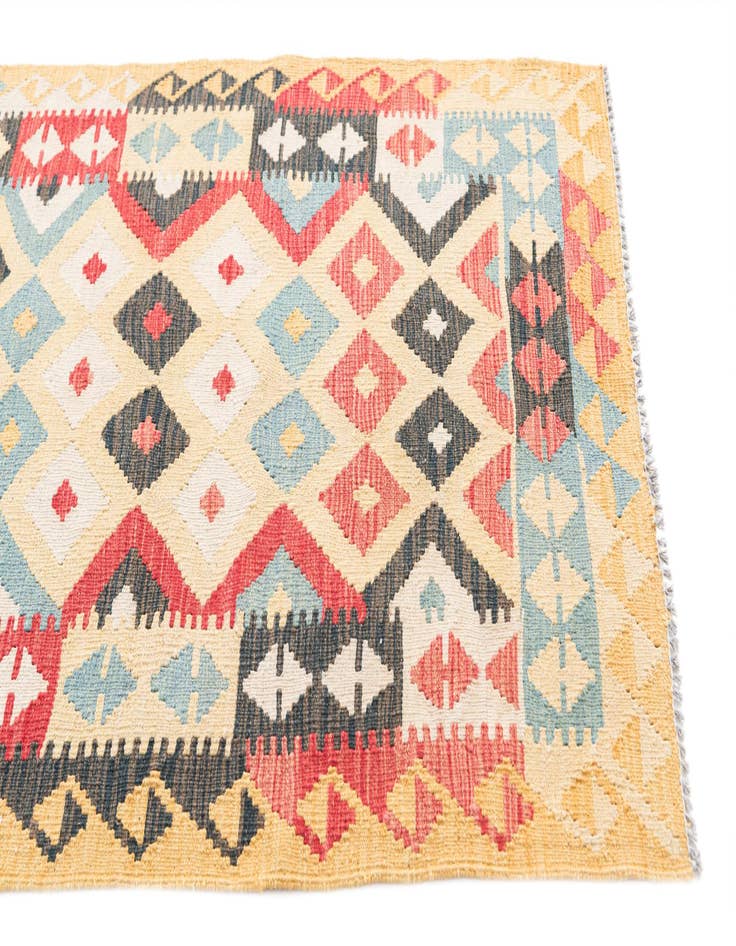 Detail image of  3' 4 x 6' 8  Hand Woven Kilim Maymana Wool Runner Rug