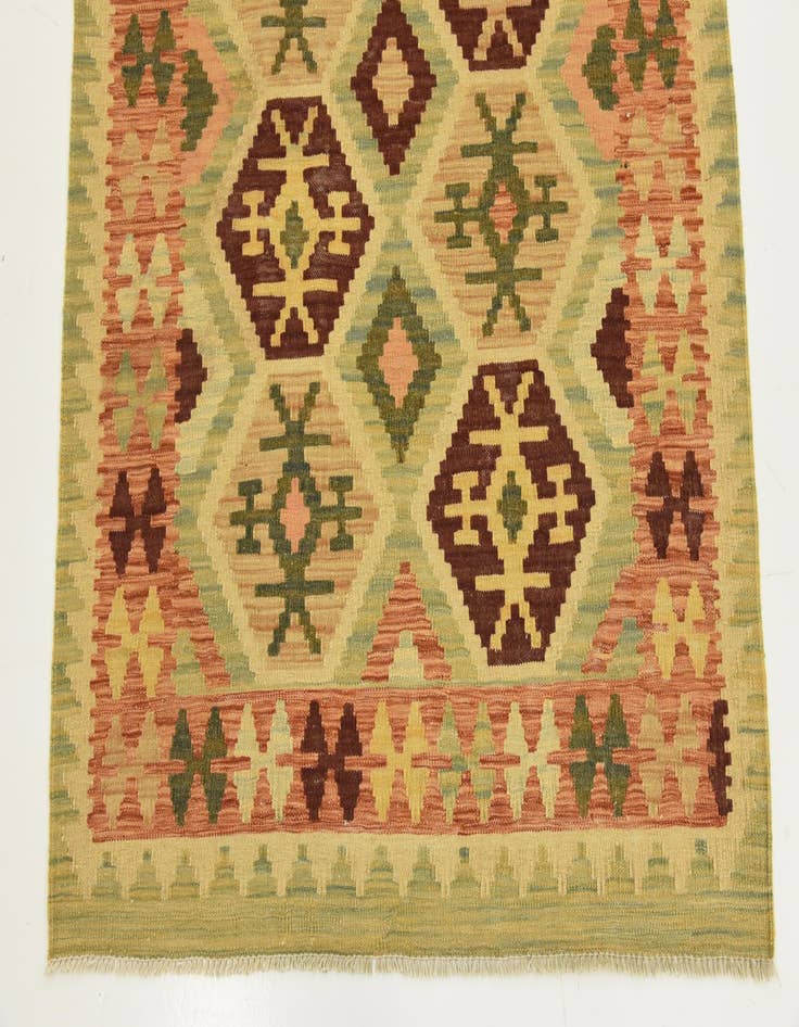 Detail image of  3' 5 x 6' 7  Hand Woven Kilim Waziri Wool Runner Rug