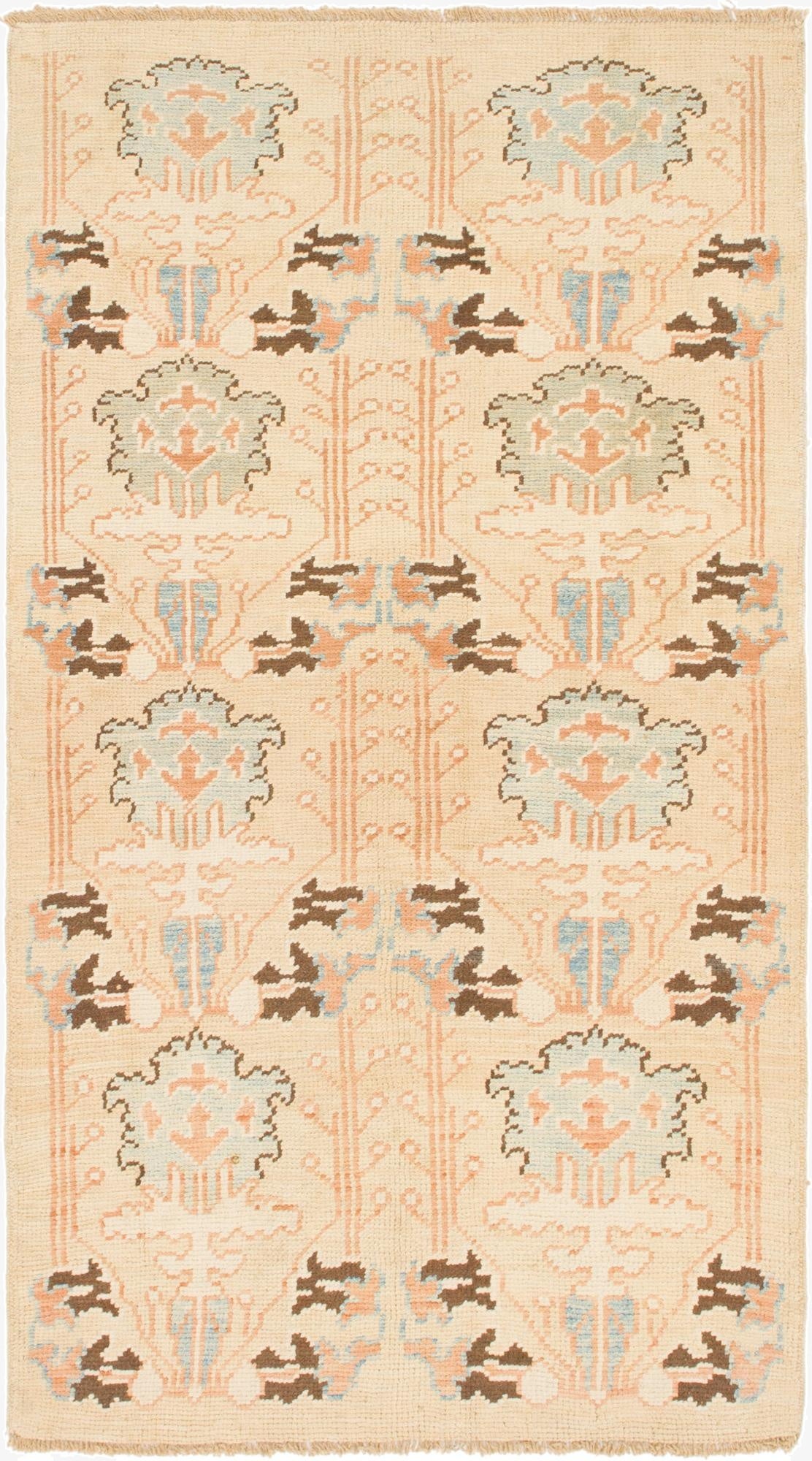  4' 4 x 8'  Hand Knotted Oushak Wool Runner Rug