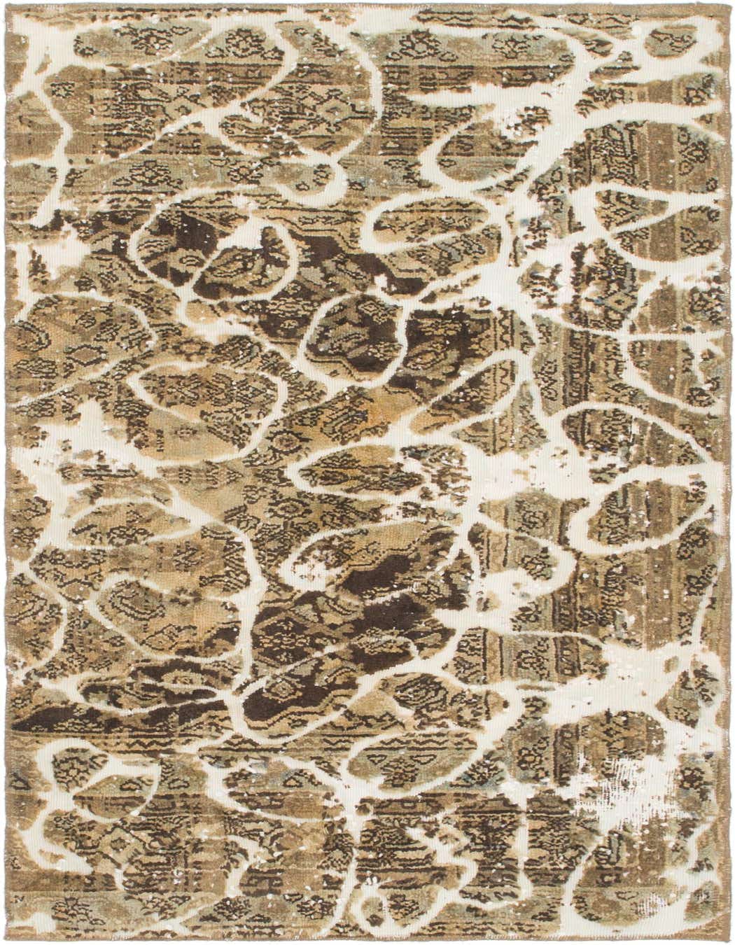 A 7 ft runner rug featuring a distressed abstract pattern in shades of brown, tan, and cream, ideal for a hallway.