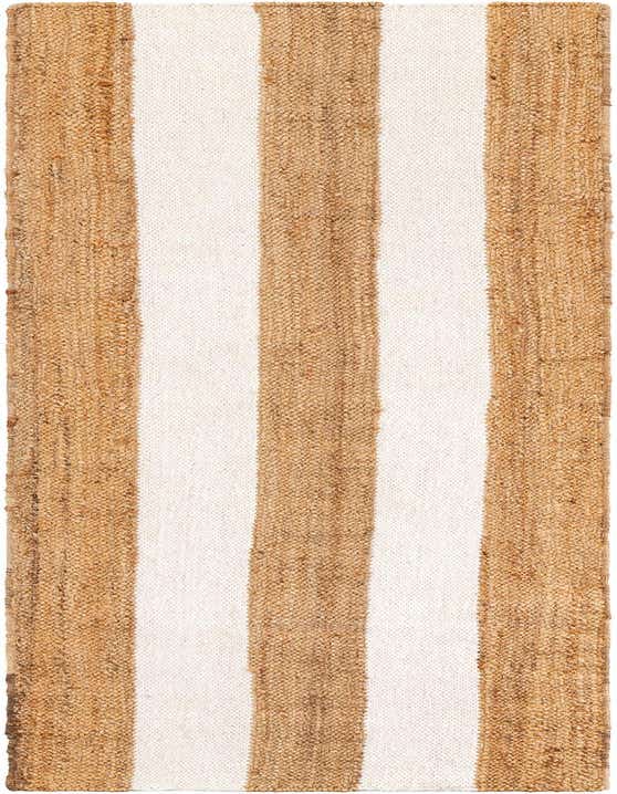 A Jill Zarin Hamptons 8 Ft Runner rug with alternating wide stripes of natural brown jute and creamy ivory wool, showcasing its textured, handmade weave.