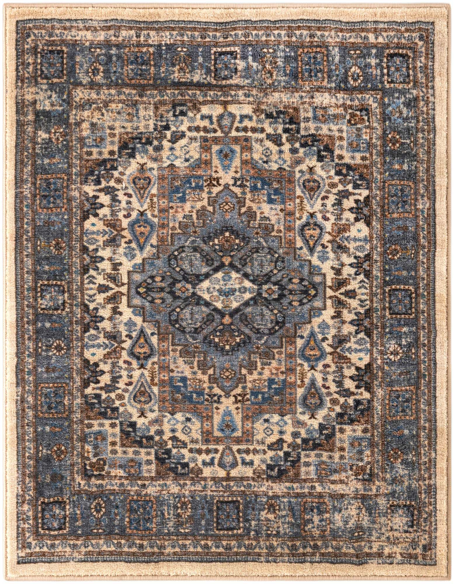 A square Medina rug in shades of brown, tan, and ivory, featuring an intricate traditional pattern with a central medallion and ornate border.