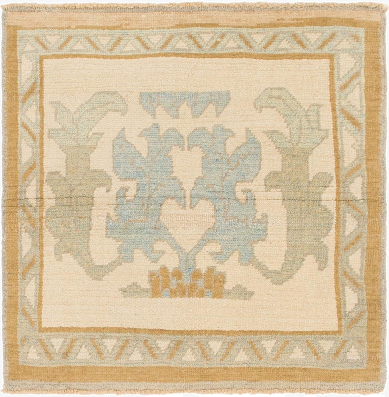  3' 8 x 3' 10  Hand Knotted Oushak Wool Square Rug