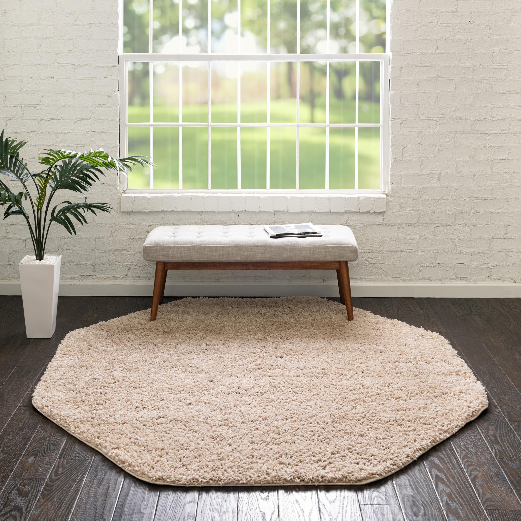 Taupe 6' x 6' Everyday Shag Octagon Rug | Rugs.com