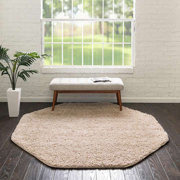 Taupe 6' x 6' Everyday Shag Octagon Rug | Rugs.com